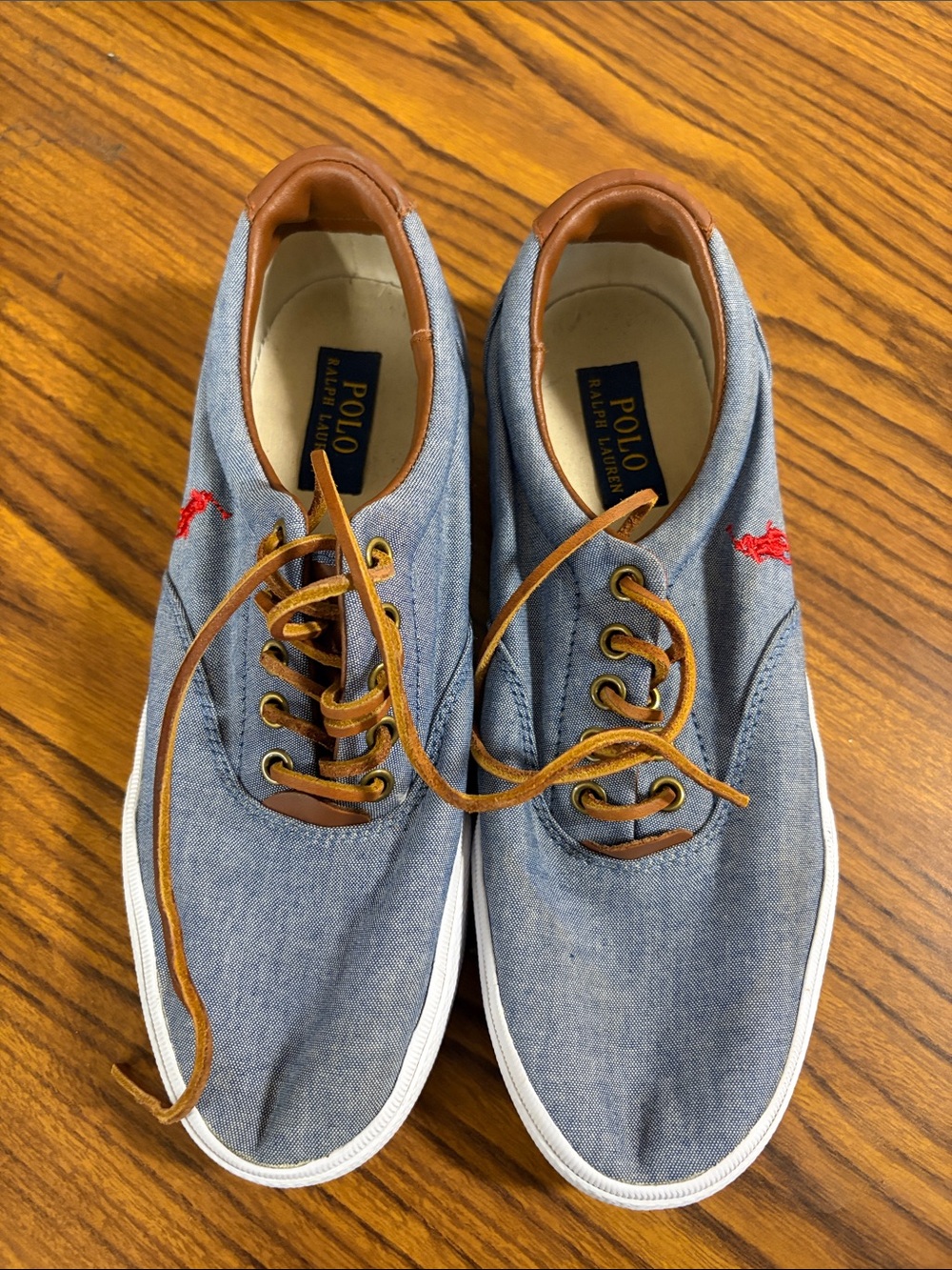 Polo by Ralph Lauren Blue Canvas Low-Top Sneakers with Tan Accents